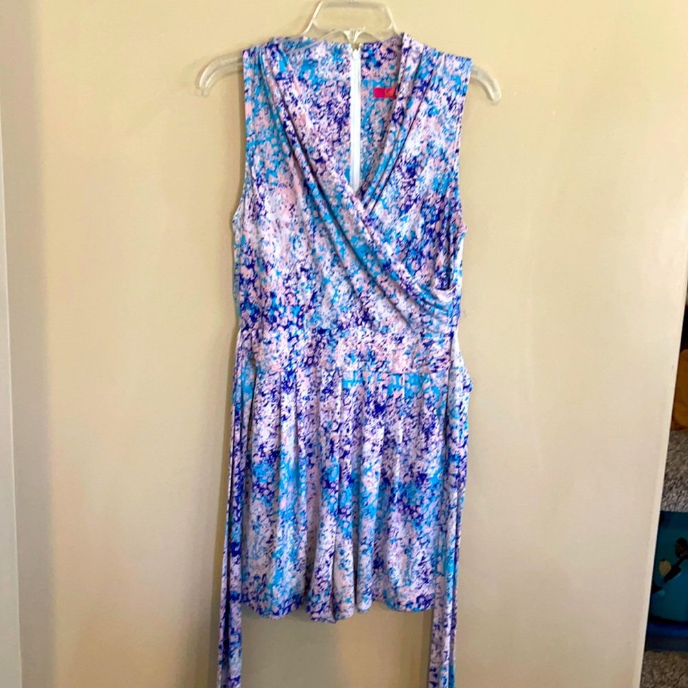 Catherine Malandrino Blue & White Printed Sleeveless Jumpsuit